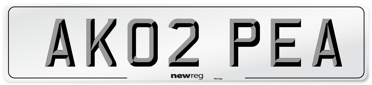 AK02 PEA Number Plate from New Reg